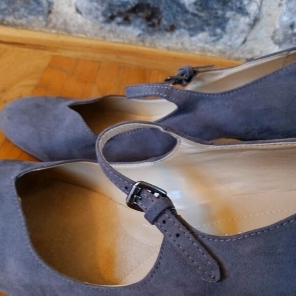 Naturalizer grey 3 inch heel comfort suede leather Mary Janes EU 40 US 9-9.5 - Picture 3 of 8